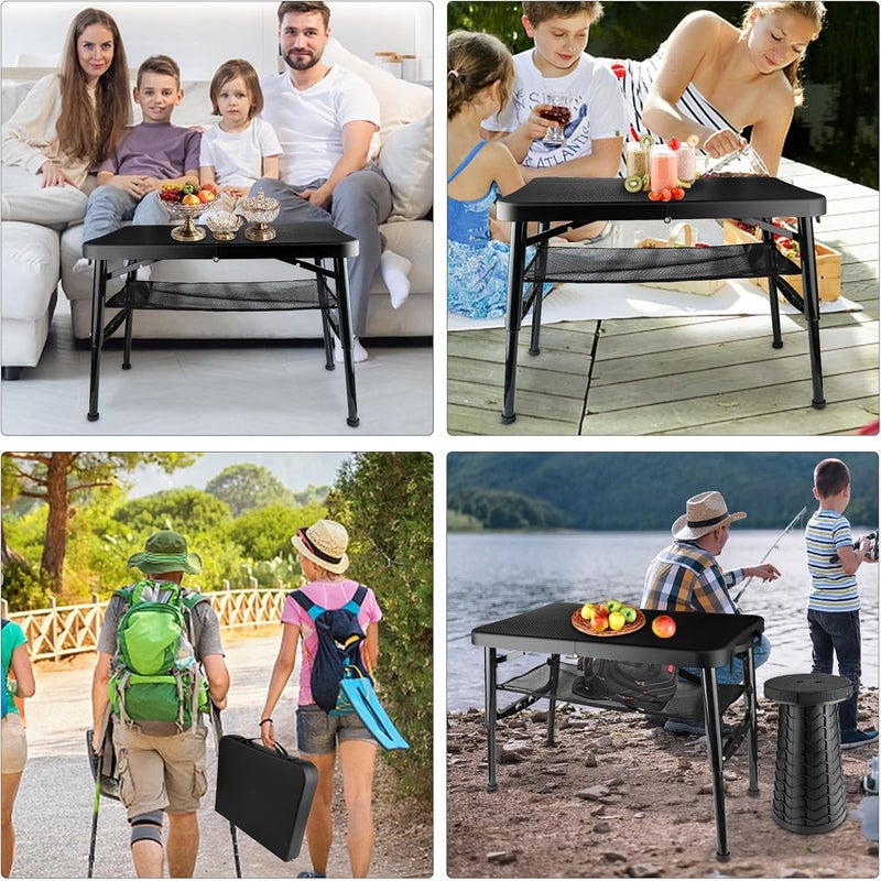 ZTMT Folding Table and Stool, Small, Black, 4 Foot Outdoor Portable Table, Adjustable Height, Camping, Picnic, RV Table, 55lbs Load-Bearing, Lightweight - Image 3